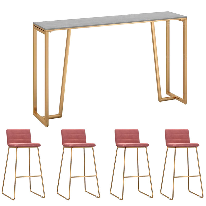Tabourets et tables de luxe et luxueux, Rose, H 41,3 po x L 86,6 po x l 15,7 po, Gris/doré