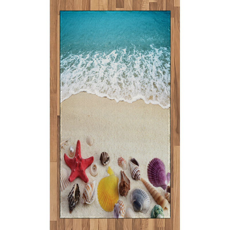 Tapis de plage décoratif à haute densité en fibre de polyester, Rectangle 2 pi 7 po x 5 pi