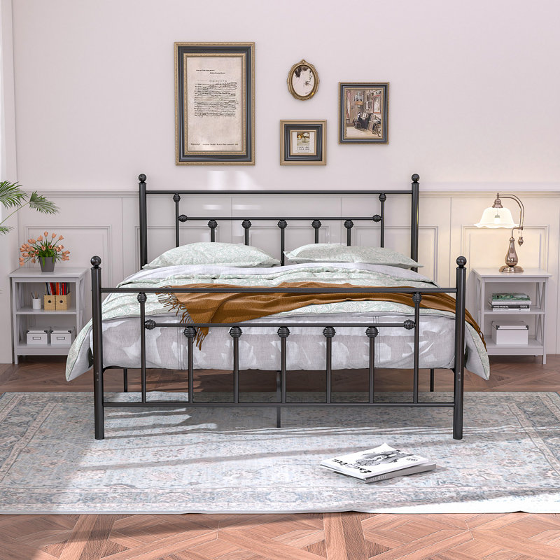 Kempst Steel Piece Bedroom Set, White, Queen