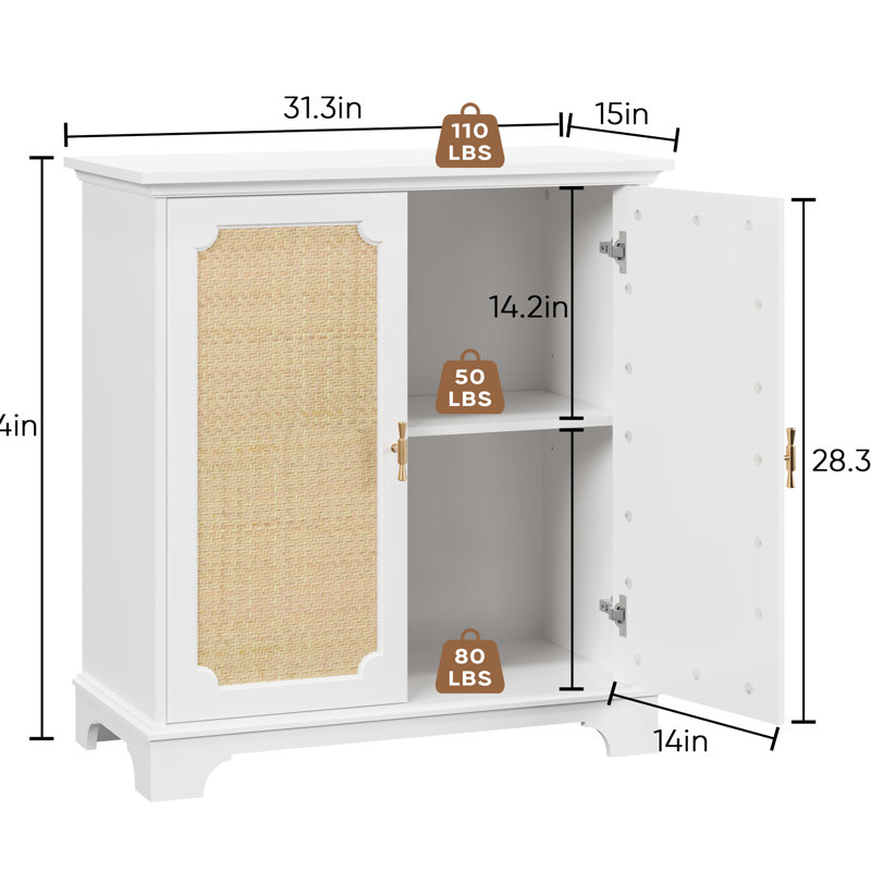 Buffet décoratif pour la télévision et les espaces médiatiques, mélange de style bohémien américain, buffet facile à installer avec portes décoratives, entrée de la salle à manger de la cuisine, conception, configuration des tablettes réglables