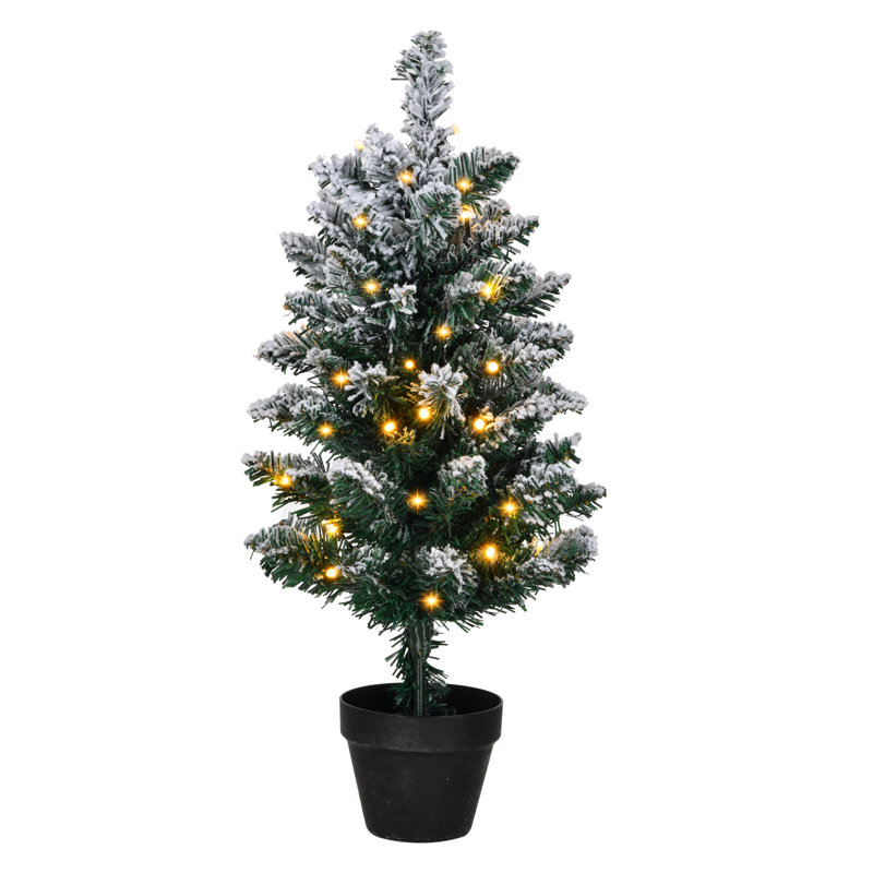 2 pi Petit arbre de Noël artificiel floqué vert avec 30 lumières DEL