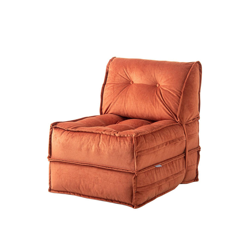 Élégant canapé-lit 1 place, rouge carrelé, 25,6 po x 30,7 po x 30,7 po | 100% tissu bouclé, éponge dure moyenne | Se convertit en lit de 25,6 po x 74,8 po x 8,7 po | Parfait pour les petits espaces, conception confortable et polyvalente