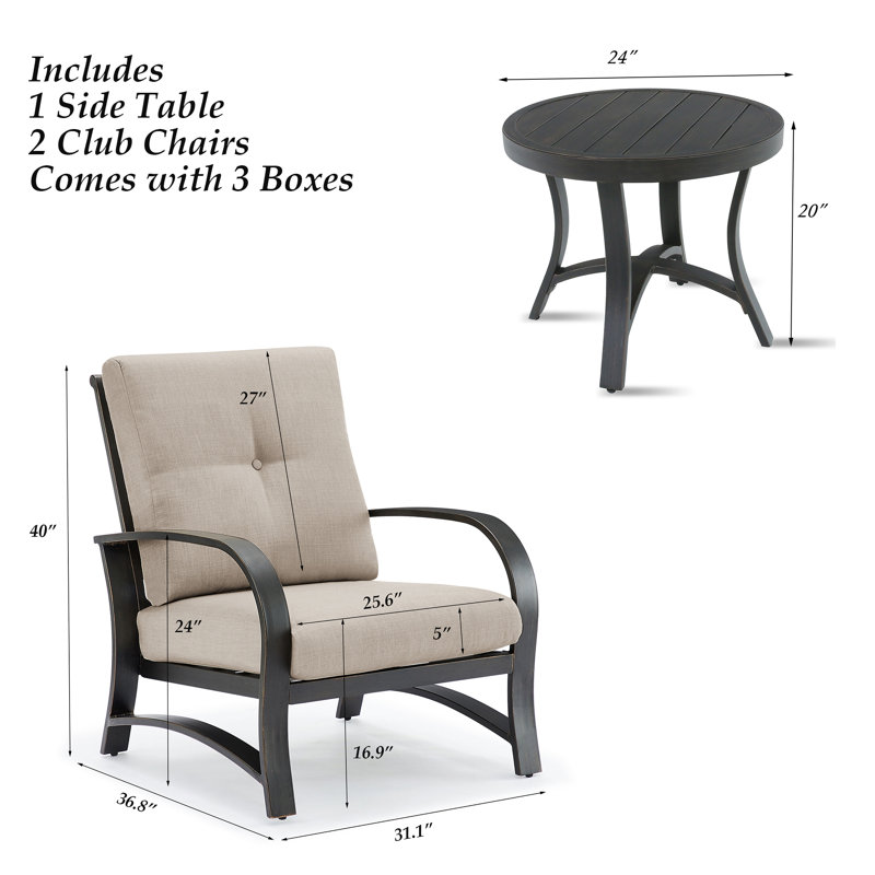 Chamber 3 Piece Seating Group with Sunbrella® Cushions