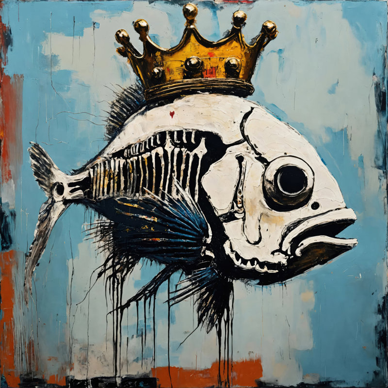 Poisson-Hommage-Basquiat, estampe numérique sur toile tendue avec châssis, H 24 po x l 24 po