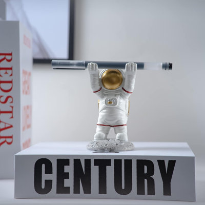 Standing Astronaut Resin Pen Holder For Desk, Creative Spaceman Pencil Display Stand, Cute Desk Organizer Gift For Home Office School