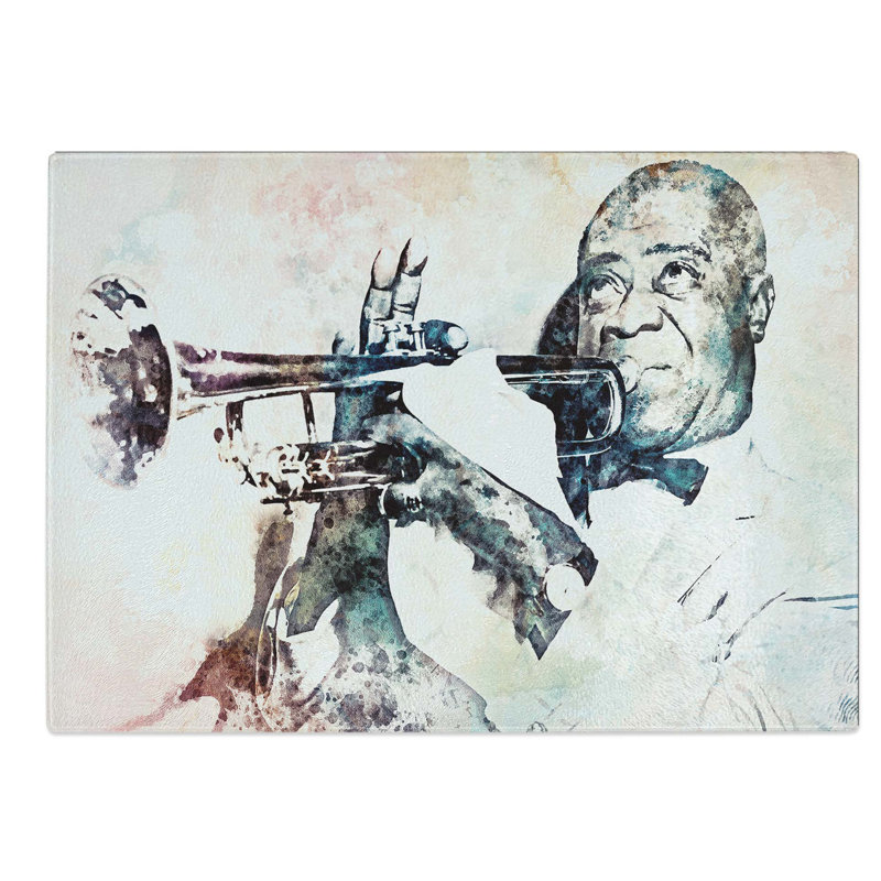 Glass Louis Armstrong in Abstract Chopping Board, 28.5 cm W x 20 cm L