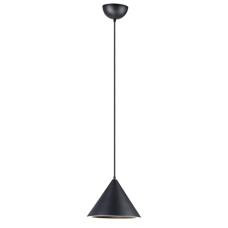 Luminaire suspendu simple à DEL 1 lumière à intensité réglable Johnston Johnston , Noir, H 7,25 po x l 9,5 po x P 9,5 po