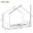 Twin Kids House Floor Bed, Solid Wood Frame with Slats, Montessori Low-Profile Design, No Box Spring Needed, White-653079400-653079407