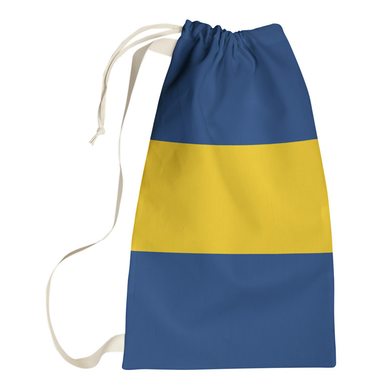 Los Angeles LA Fabric Laundry Bag with Handles, Blue/Gold, Small (29" H x 18" W)