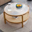 Table à thé circulaire moderne à double couche avec motif tissé en rotin