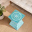 Tabouret carré à piédestal en nacre de Capiz avec table d'appoint à incrustations florales