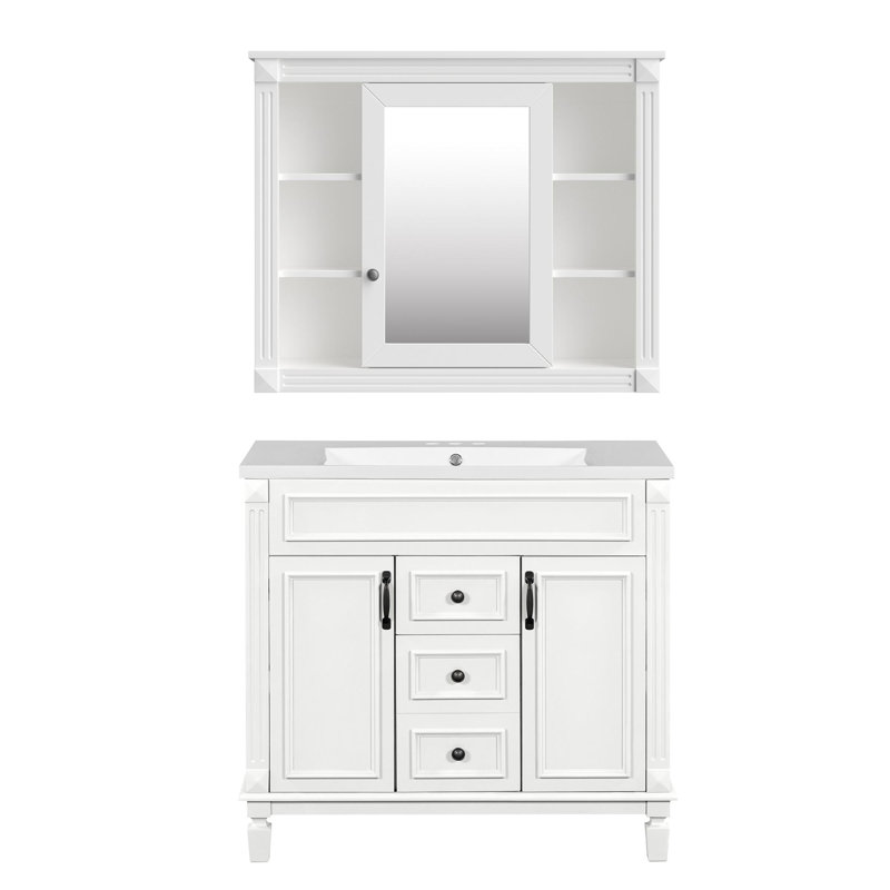 Meuble-lavabo 36 po avec lavabo supérieur et armoire à miroir