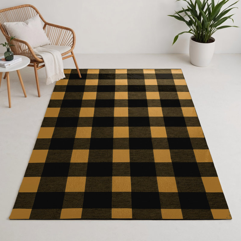 Tapis d'intérieur et d'extérieur à carreaux brun, Rectangle 9 pi x 12 pi