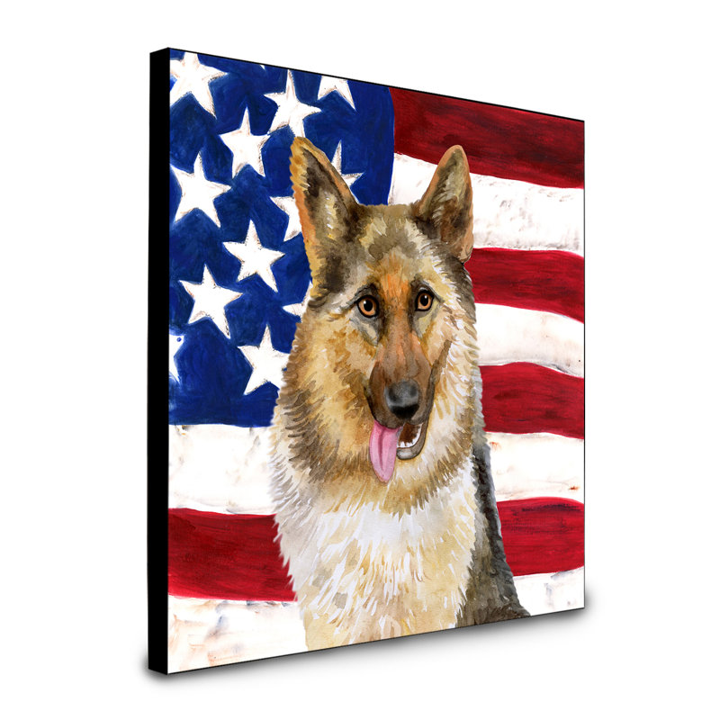 Panneau mural patriotique art Double Down, Berger allemand brun