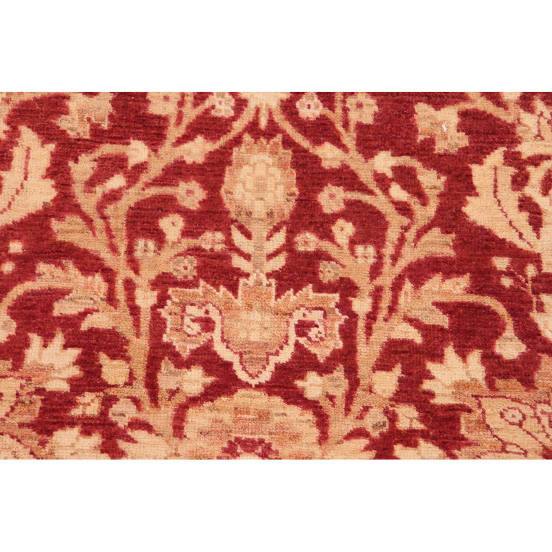 Tapis oriental rouge en laine noué à la main 6 pi x 8 pi 10 po Baccio