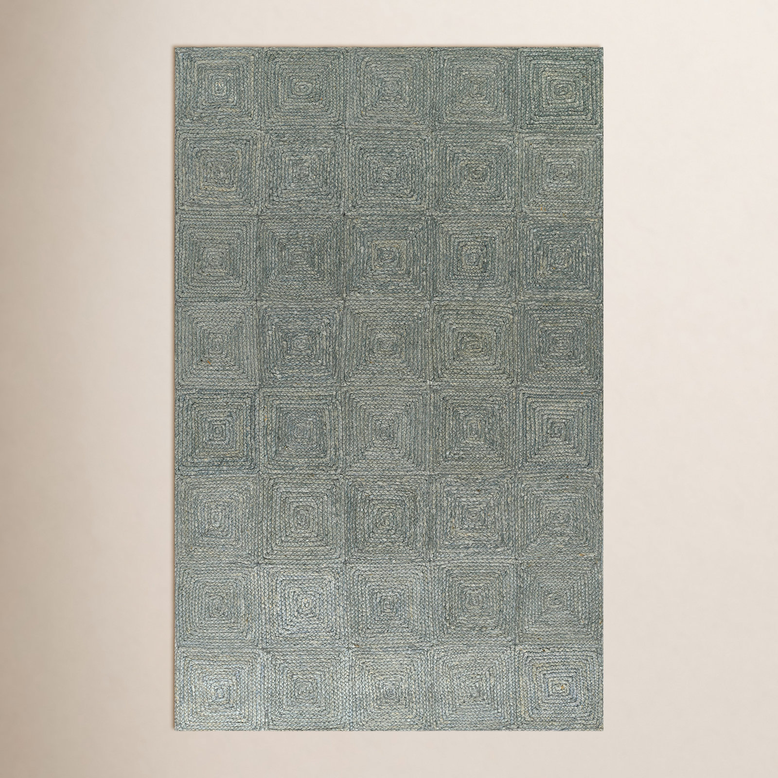 Mykonos Blue Hand-Woven Geometric Jute Rug, Rectangle 7'10" x 9'10"