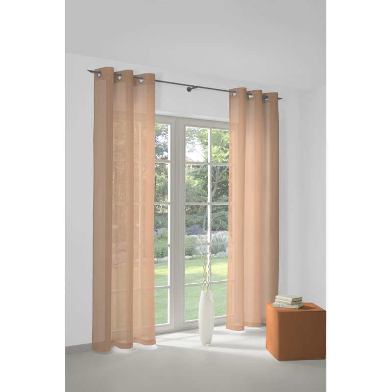 Semi Sheer Curtains, 145cm Width x 225cm Drop, Terra