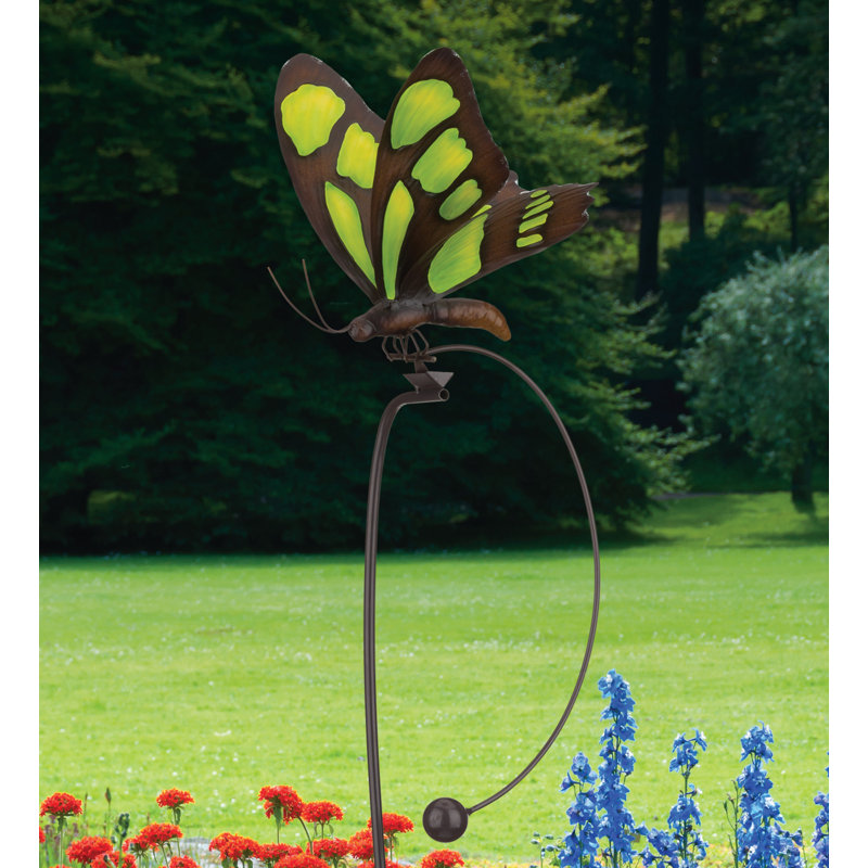 Piquet de jardin décoratif papillon en forme de balançoire cinétique Heriberto, Malachite