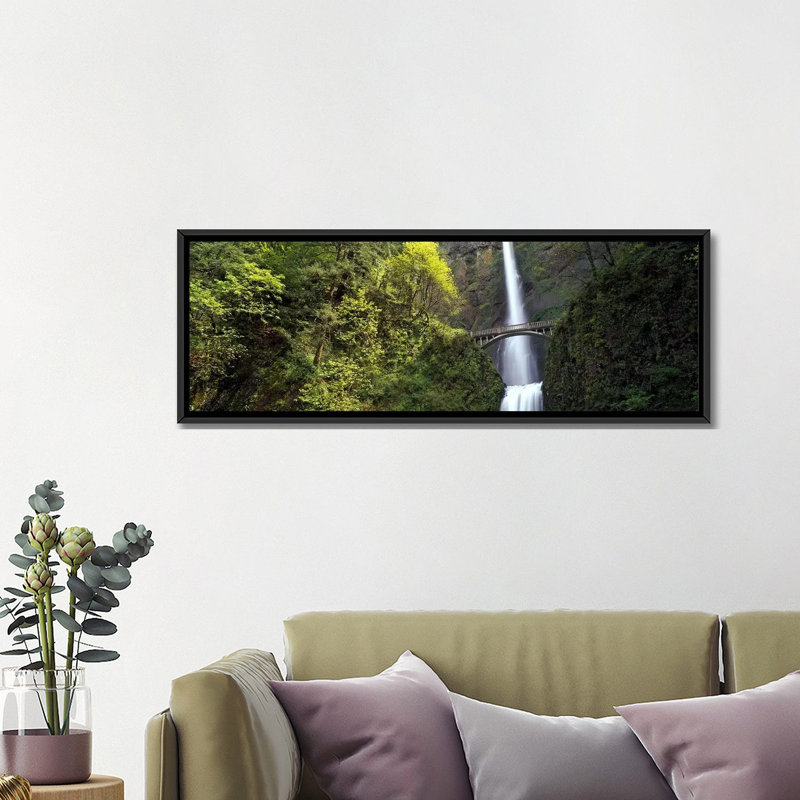 «Multnomah Falls, Columbia River Gorge, Portland, Oregon», reproduction de photo sur toile tendue, Toile avec cadre noir