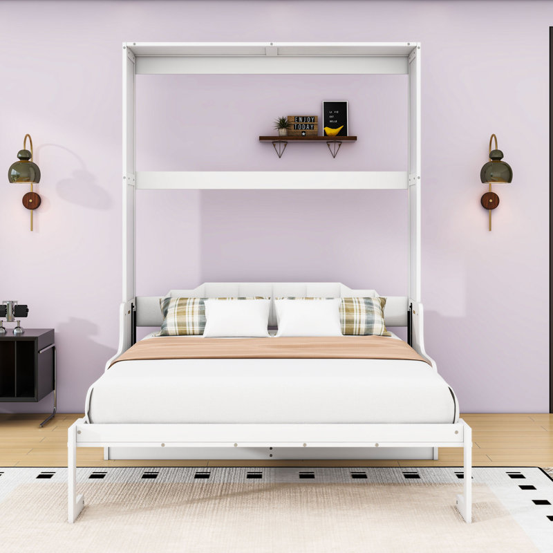 Soloma Queen Murphy Bed with Sofa Cushion, White