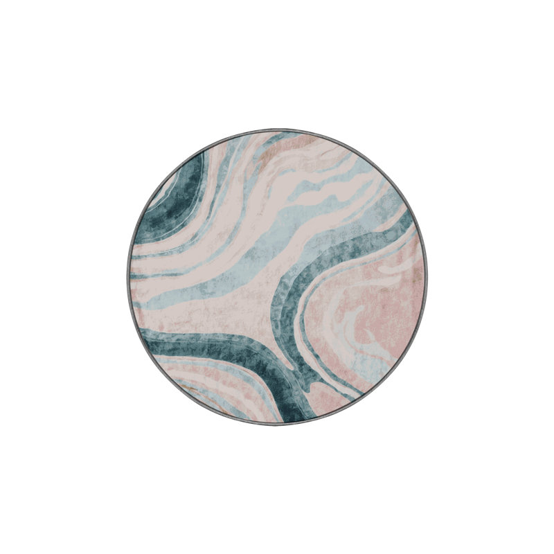 Machine Washable Gray Area Rug, Round 6'