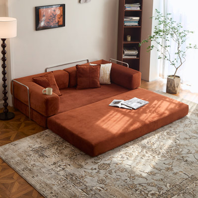 Kaveri Convertible Sofa Bed - Foldable Floor Couch with Teddy Foam - Modular Sectional for Living Room, Bedroom, Studio - Compression Sofa in Box
