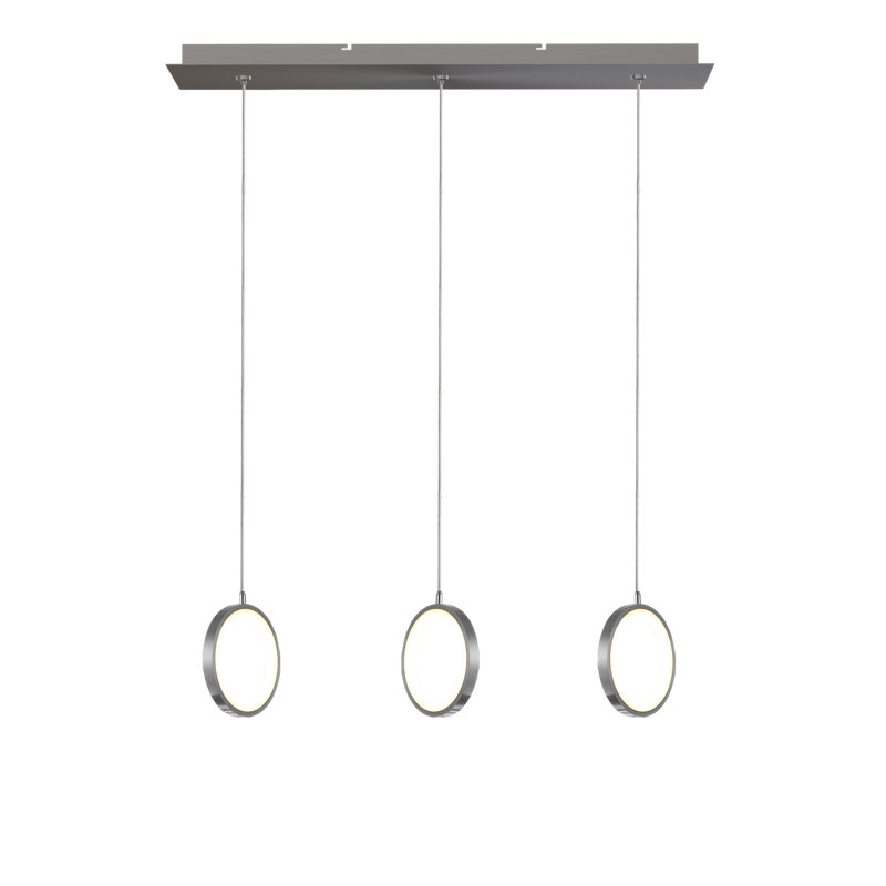 Luminaire suspendu linéaire à 3 lumières pour îlot de cuisine Lauri, Nickel, 7,5 po