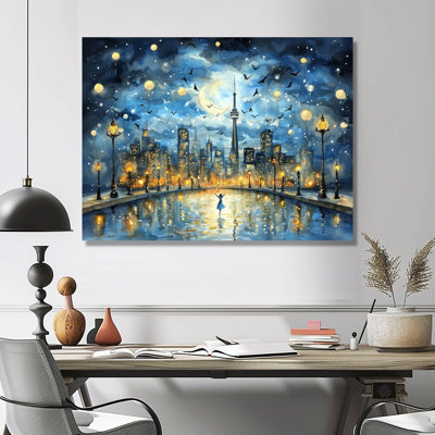 «Toronto's Night View Of The Cn Tower III - City Toronto», reproduction d'art mural