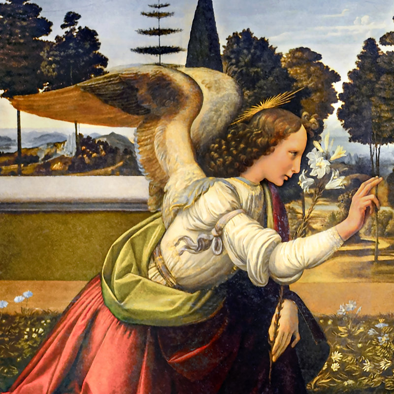 The Annunciation, 1472-1476 Framed Print on Canvas, 24.25" H x 44.25" W