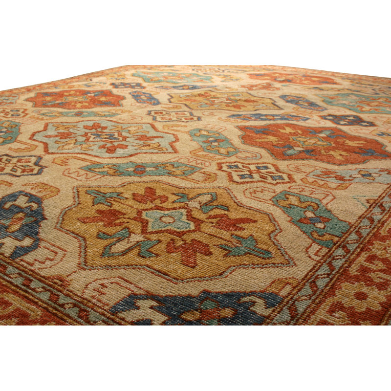 Hand-Knotted Classic Rug Beige Gold And Red Geometric Pattern By Rug & Kilim, Rectangle 8' x 10'