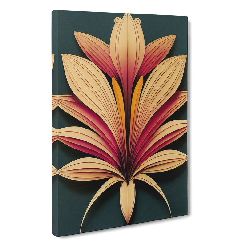 Art Deco Flower No.4 - Wrapped Canvas Print, 50cm H x 35cm W x 3cm D