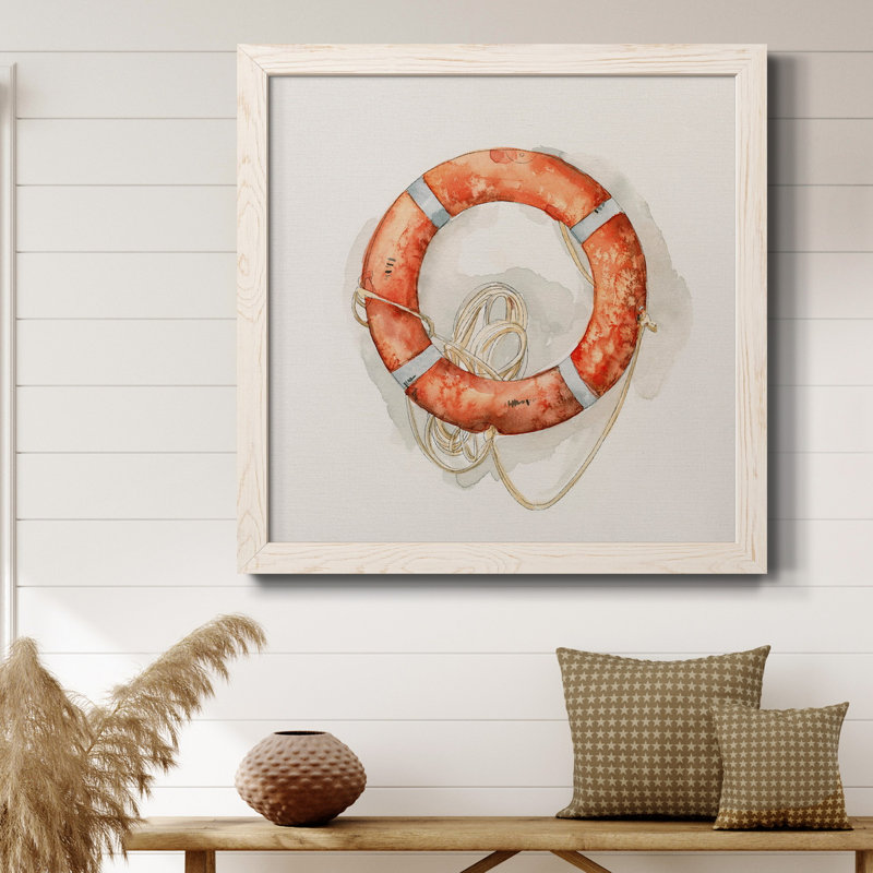 Nautical Safety I-Premium, toile encadrée - prête à être accrochée, H 17 po x l 17 po x P 1,5 po, Papier avec cadre blanc