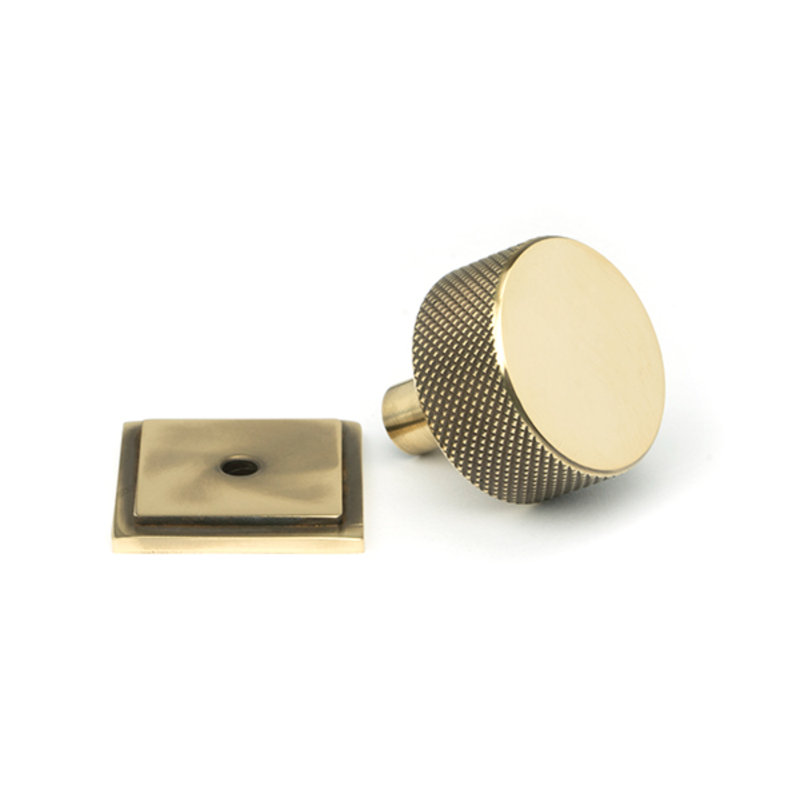 32mm Square Knob, Aged Brass