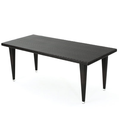Table d'extérieur 33 * 75 -, fer robuste, résine, brun fauve, pouvant accueillir 8 bases en fer faciles à installer, sièges profonds tissés