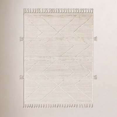 Hanna Beige Ivory Hand-Knotted Wool Rug