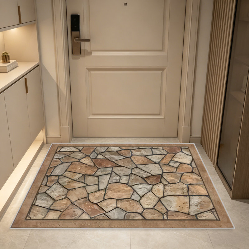 Warm Stone Mosaic carpet-easy to clean, machine-washable, soft and comfortable; suitable for door mats, kitchens, living rooms, bedrooms, corridors, and laundry areas. Easy to clean, durable carpet for home decoration.
