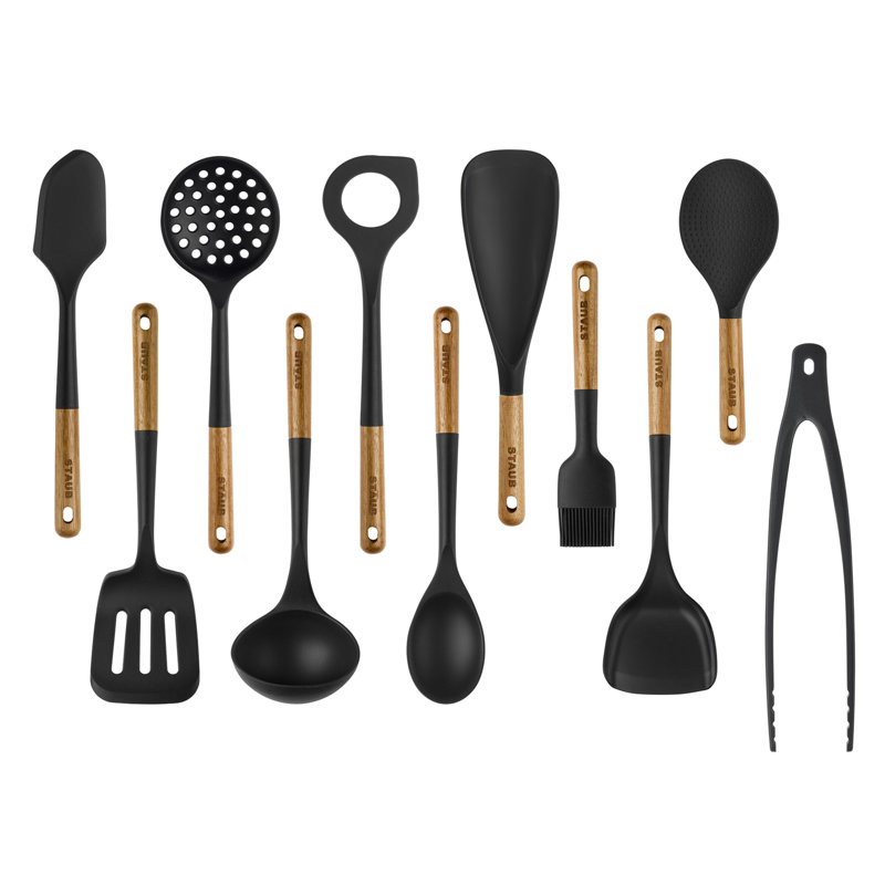 Staub Silicone with Wood Handle 11-Piece Cooking Utensil Set