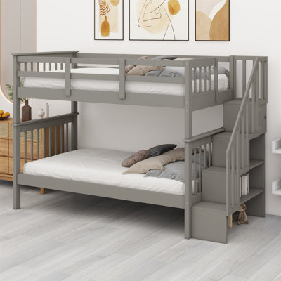 Bunk Bed With Storage Stairway And Guard Rail