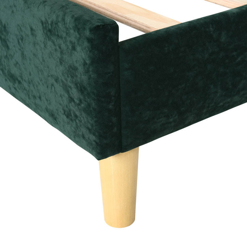 Lit plateforme tapissier avec tête de lit à oreilles Eriksay, Très grand, Velours vert encre A