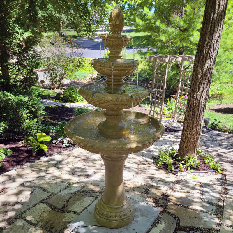 Traditional 4-Tier Eggshell Resin 4-Tier Outdoor Water Fountain