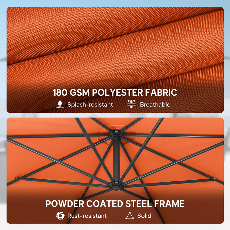 295cm Cantilever Parasol, Orange