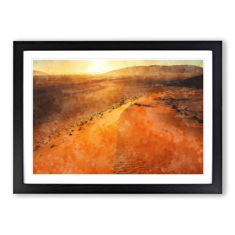 Exploring the Desert in Namibia - Picture Frame Painting, 48cm H x 65cm W x 2cm D, Black Framed