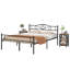 Kempst 3 Piece Bedroom Set, Black Metal Bed Frame with 2 Open Shelf Nightstands, Metal Platform Bed with Side Table Set of 2, Small Space Bedroom Furniture Set for Apartment, Guest Room, Modern Bedroom-737466113-737466114
