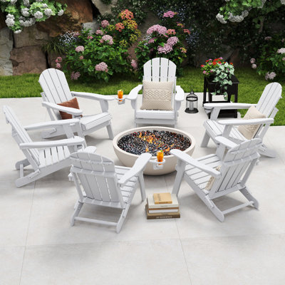 Chaise Adirondack pliante Hdpe pour l'extérieur avec porte-gobelet (ensemble de 6)