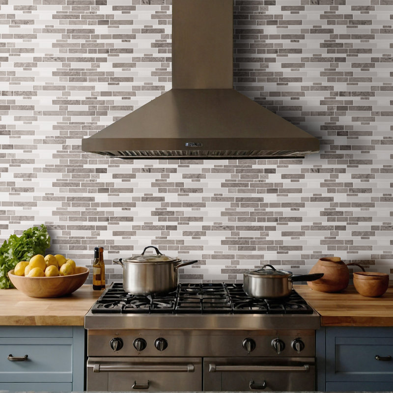 Averra Taupe Stone 10 in. x 12 in. Stone Porcelain Blend Interlocking Mosaic Wall Tile, Taupe Stone
