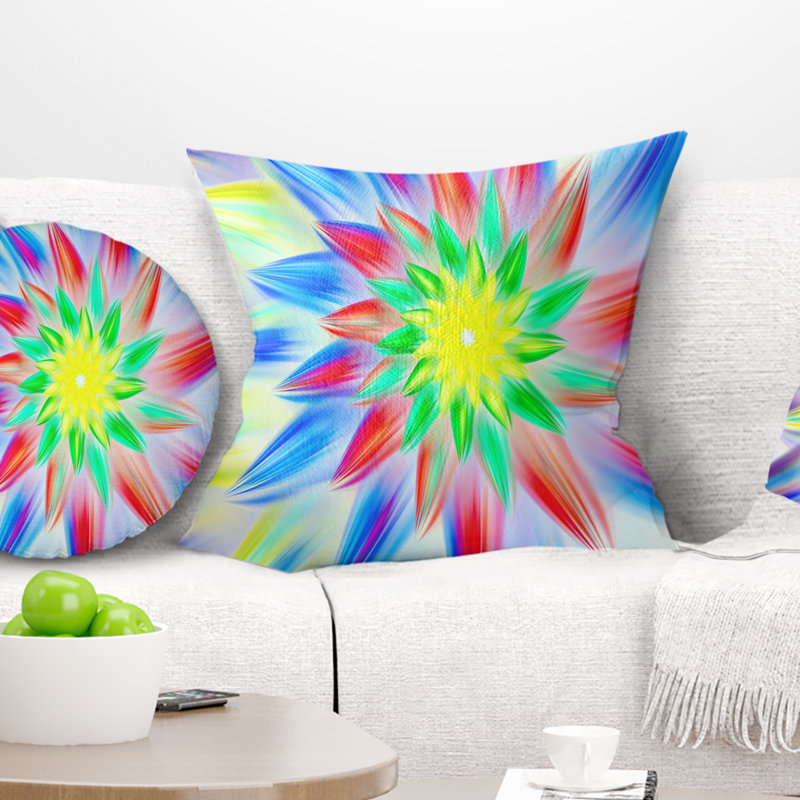 Danse des pétales multicolores - coussin à imprimé floral, 16 po x 1 po, Coussin décoratif