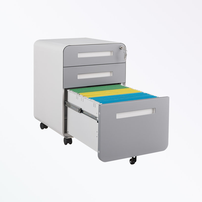 Mekala 15.75'' Wide 3 - Drawer Filing Accent, White/Gray