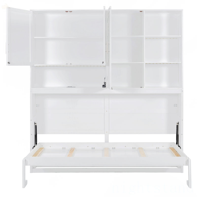 Lit escamotable mural simple avec armoire supérieure