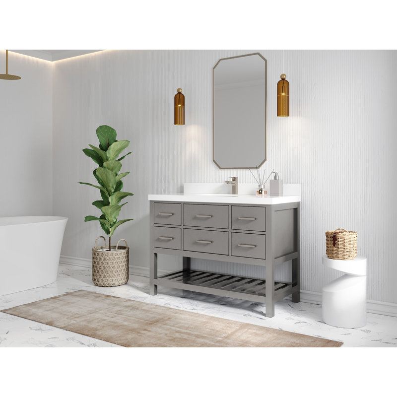Parker 48'' Single Bathroom Vanity with Top, Calacatta Laza