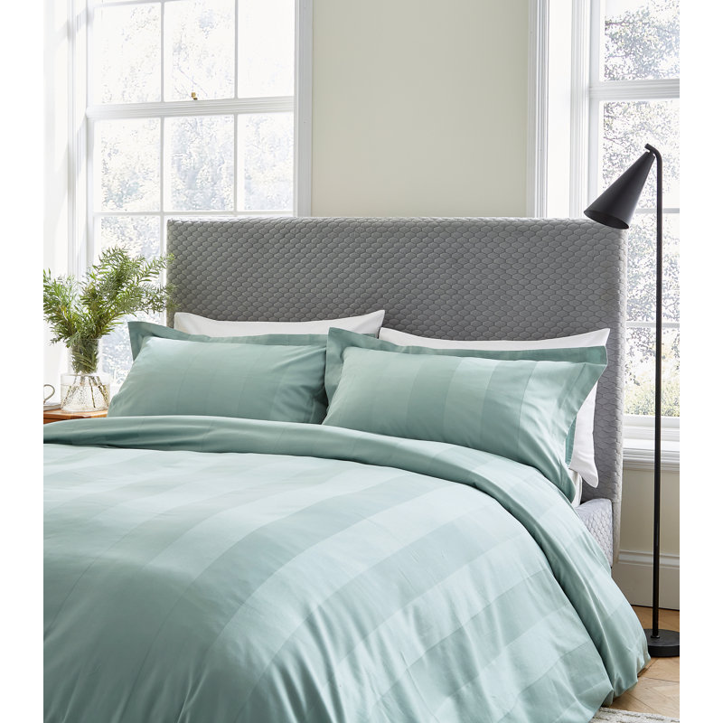 Serra Dobby Stripe Cotton Duvet Cover Set, Super King Duvet Cover + 2 Standard Pillowcases